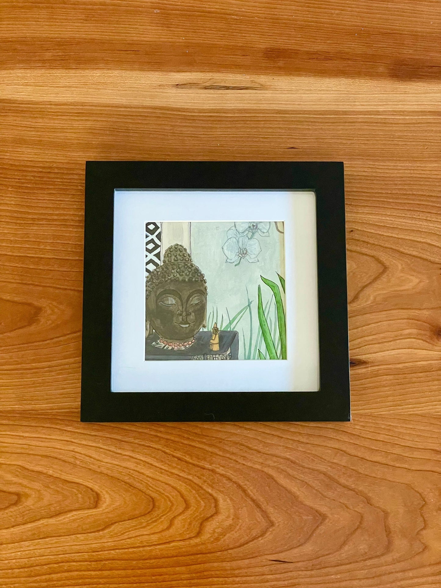 Buddha Pen & Ink - 4x4 Framed