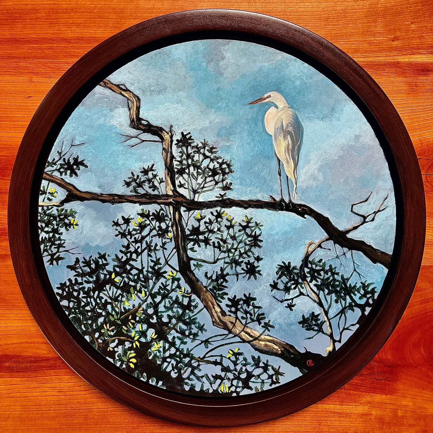 “The Still Observer” - 16 inch circle canvas acrylic painting