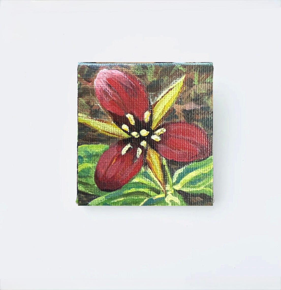 2x2 inch Mini Acrylic Paintings with green stand: Spring Flowers