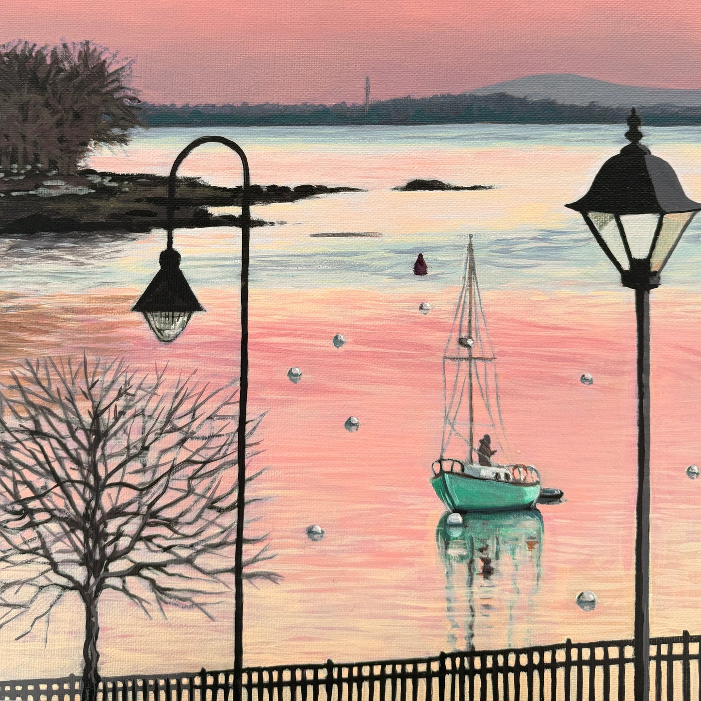 “Bay View - Belfast, Maine” - framed 12x12 inch canvas acrylic painting