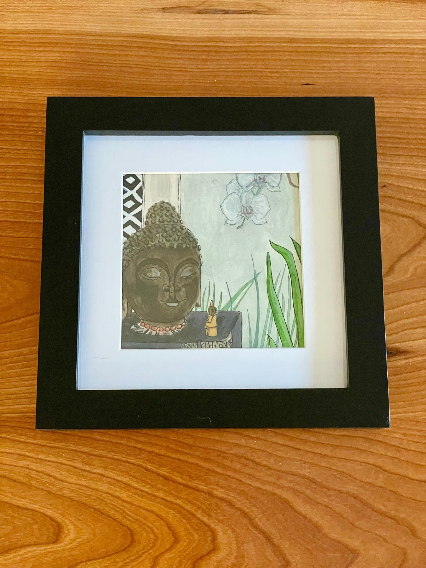 Buddha Pen & Ink - 4x4 Framed