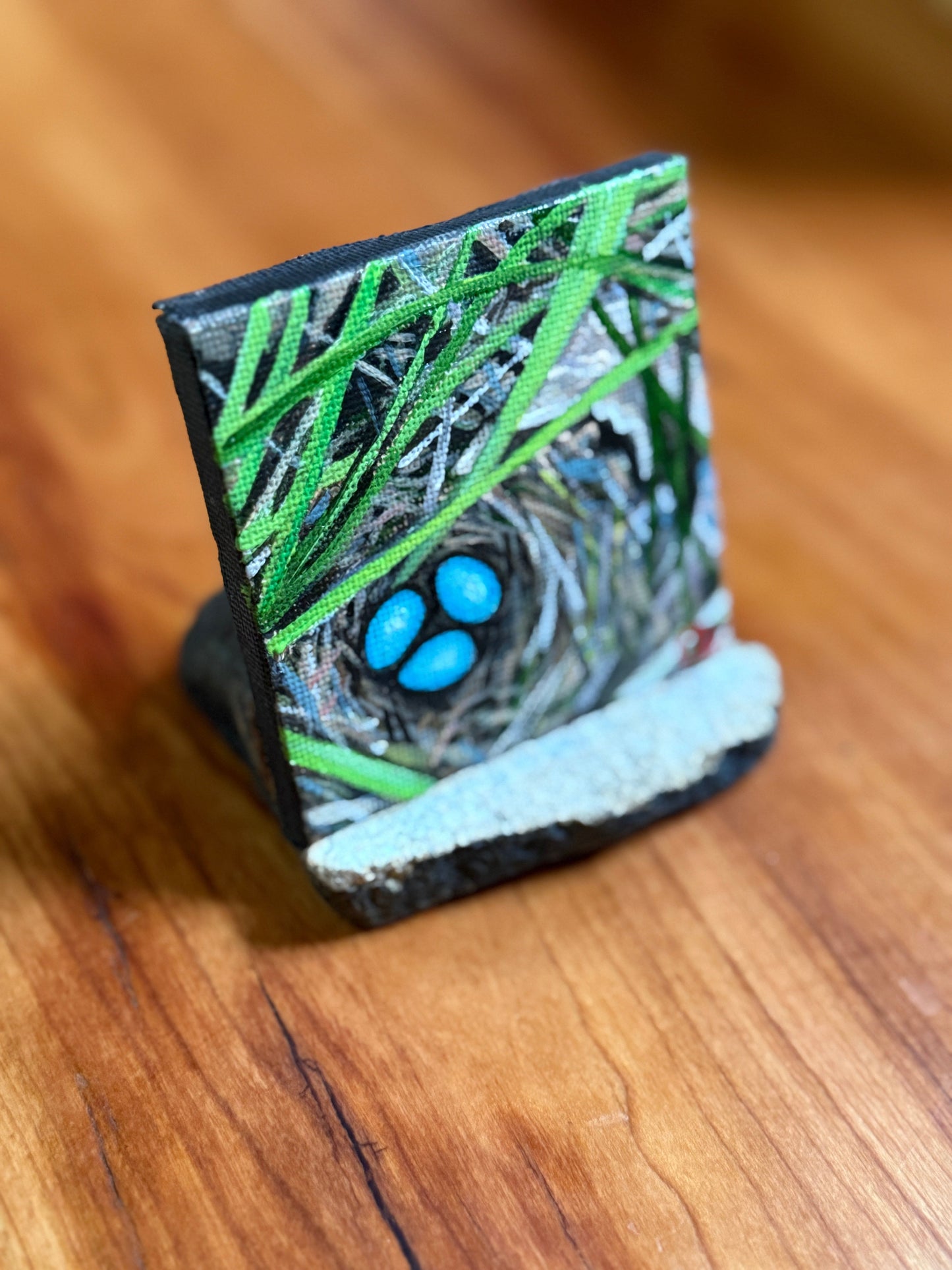 Hermit Thrush Nest - 3x3 inches with stone stand