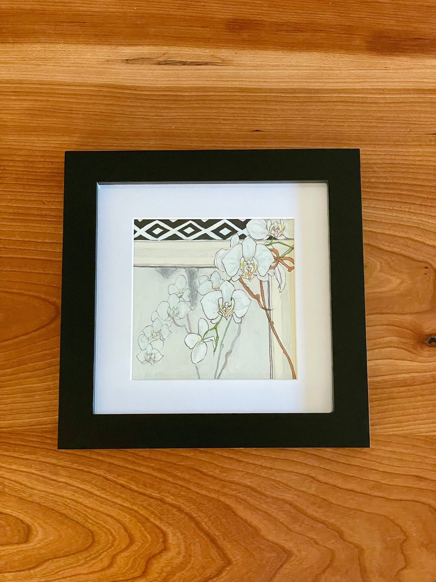Phalaenopsis Orchid Pen & Ink - 4x4 Framed