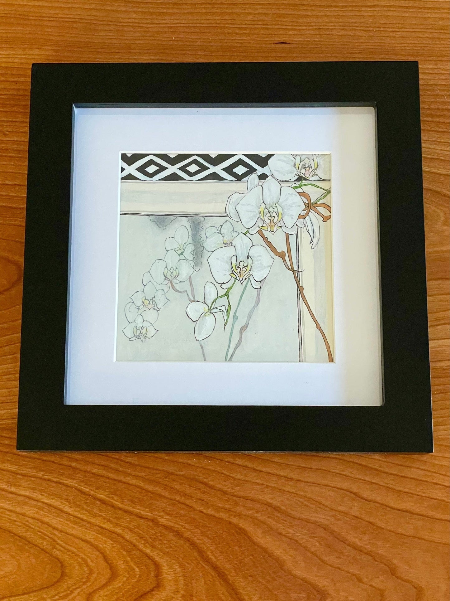 Phalaenopsis Orchid Pen & Ink - 4x4 Framed