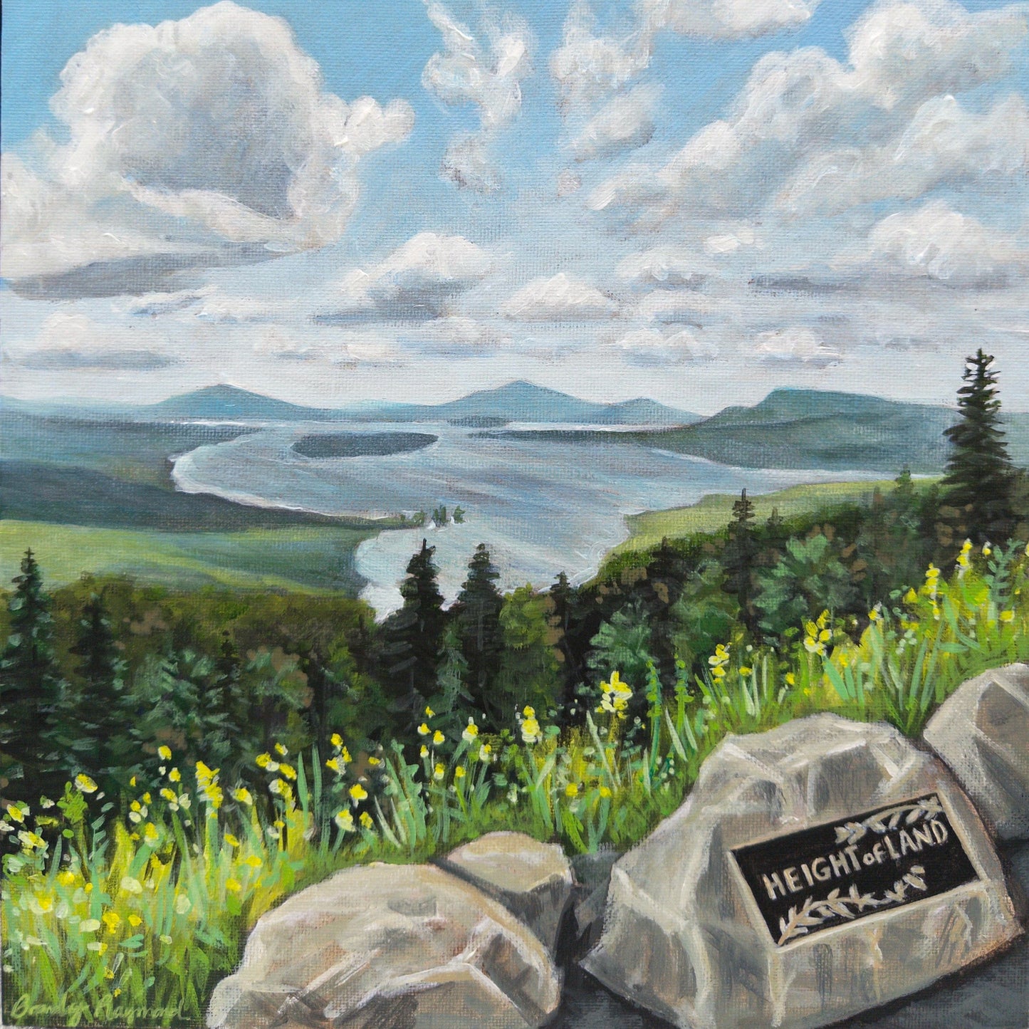 “Height of Land” - framed 12x12 inch canvas acrylic painting