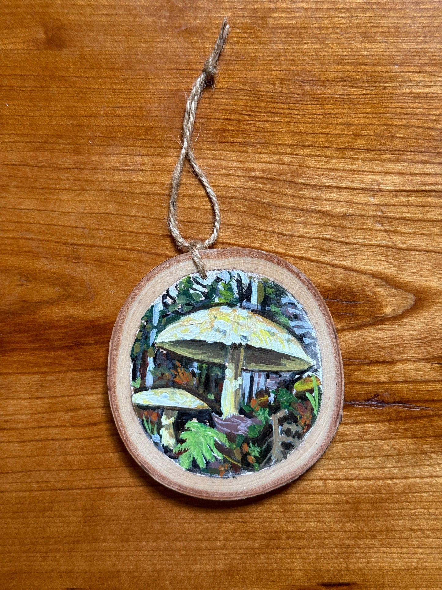 MUSHROOMS - HAND-painted WOOD ORNAMENT