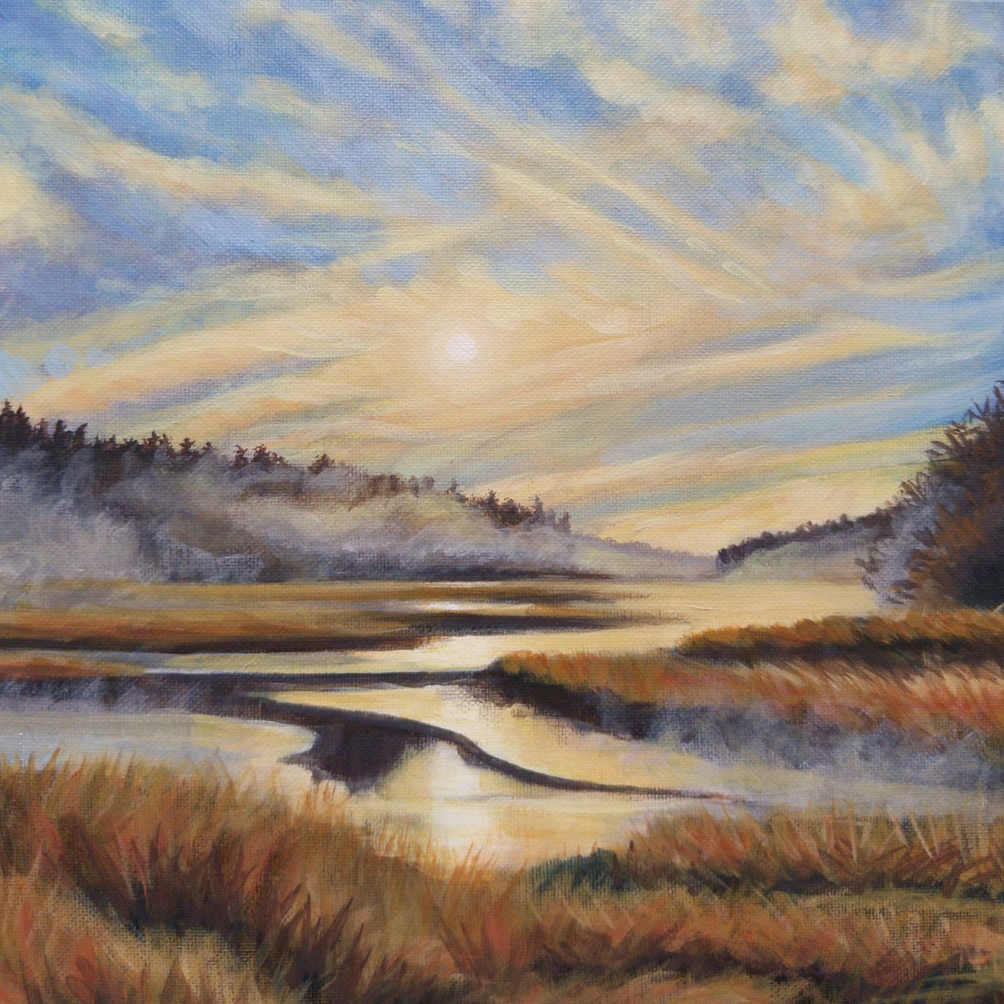 “Guided by the Light on McKeon Trail” - framed 12x12 inch canvas acrylic painting