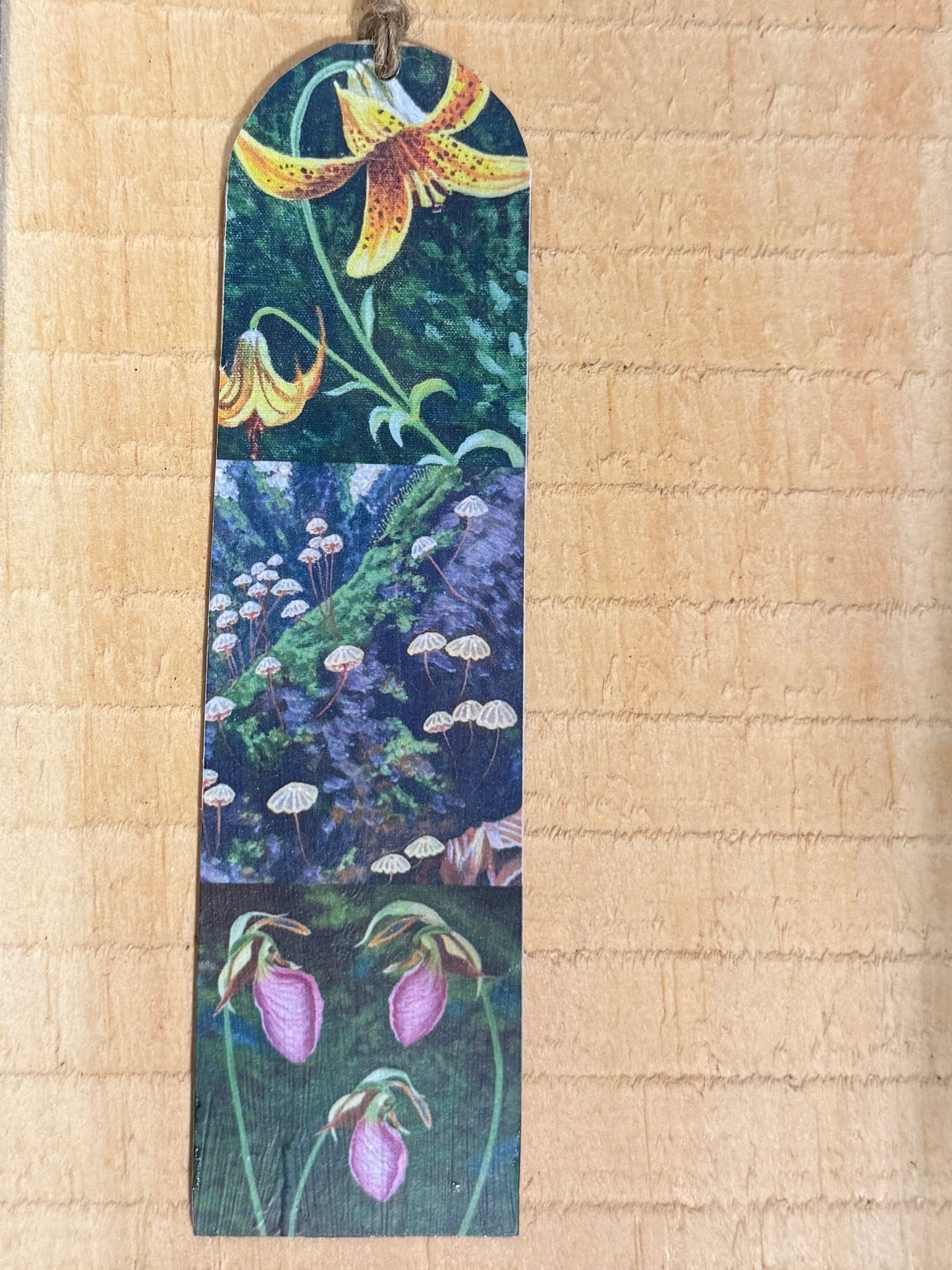 Botanical Bookmark on Wood