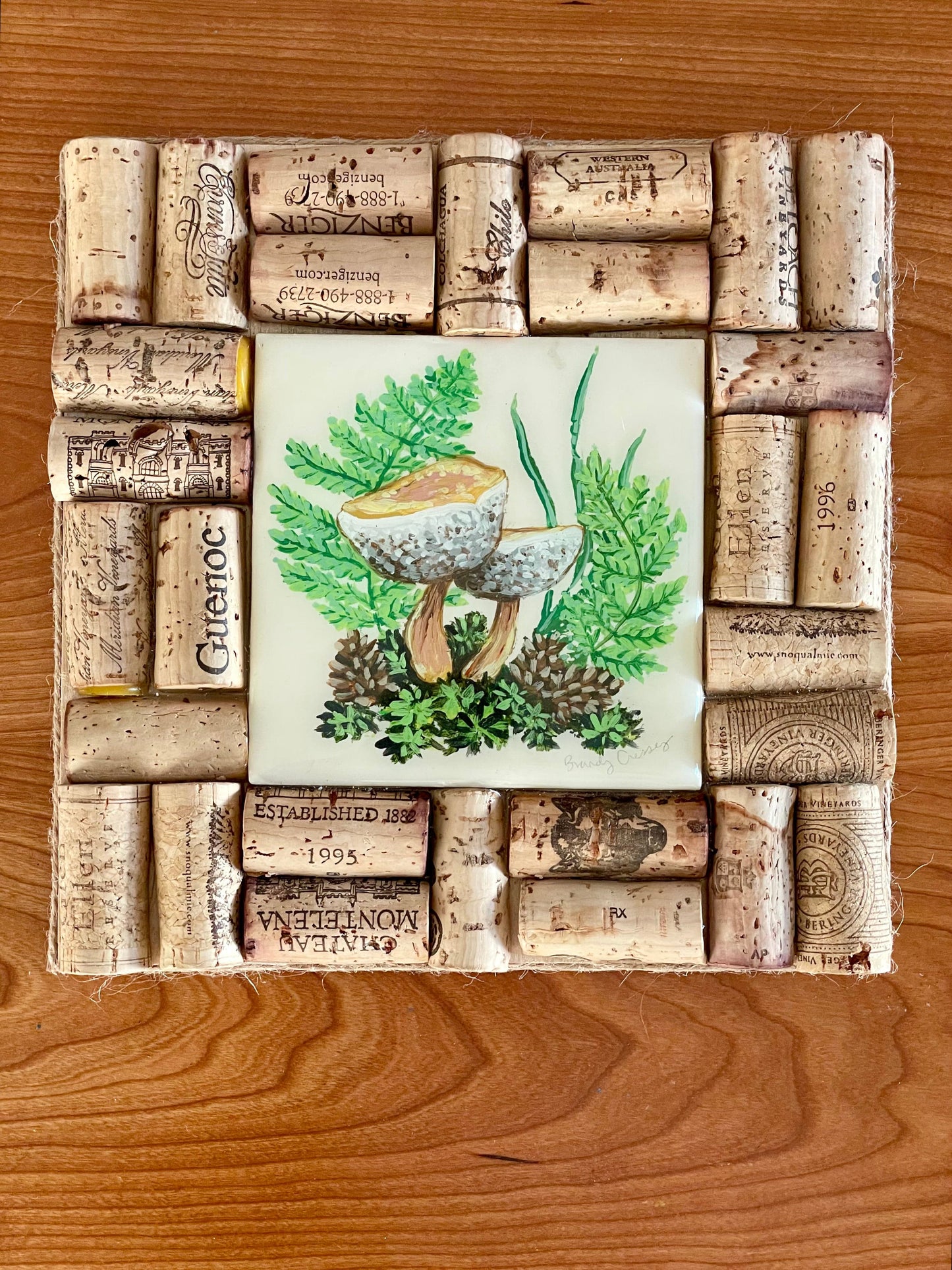 Wine Cork & Painted Tile Trivet
