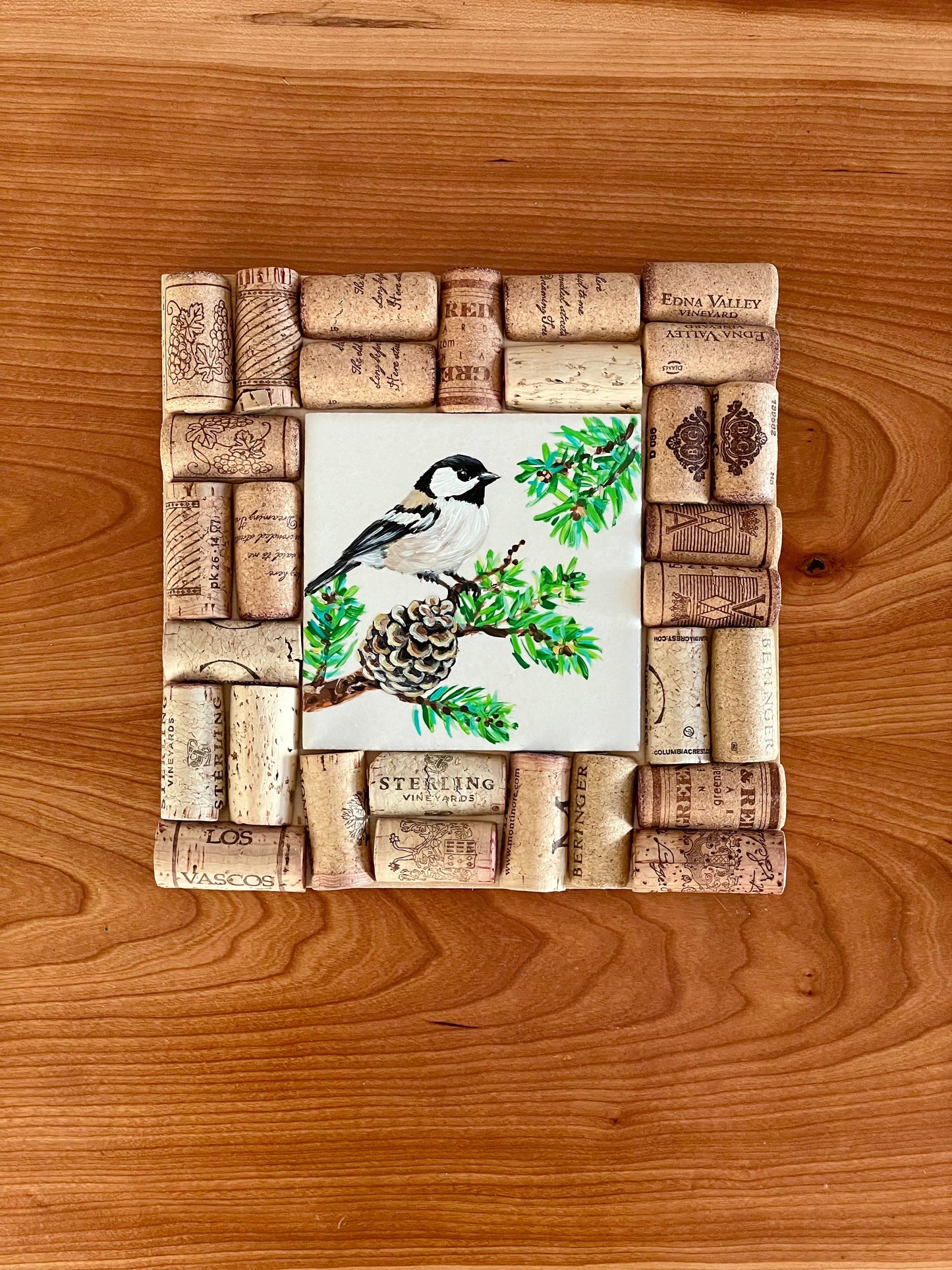 Wine Cork & Painted Tile Trivet