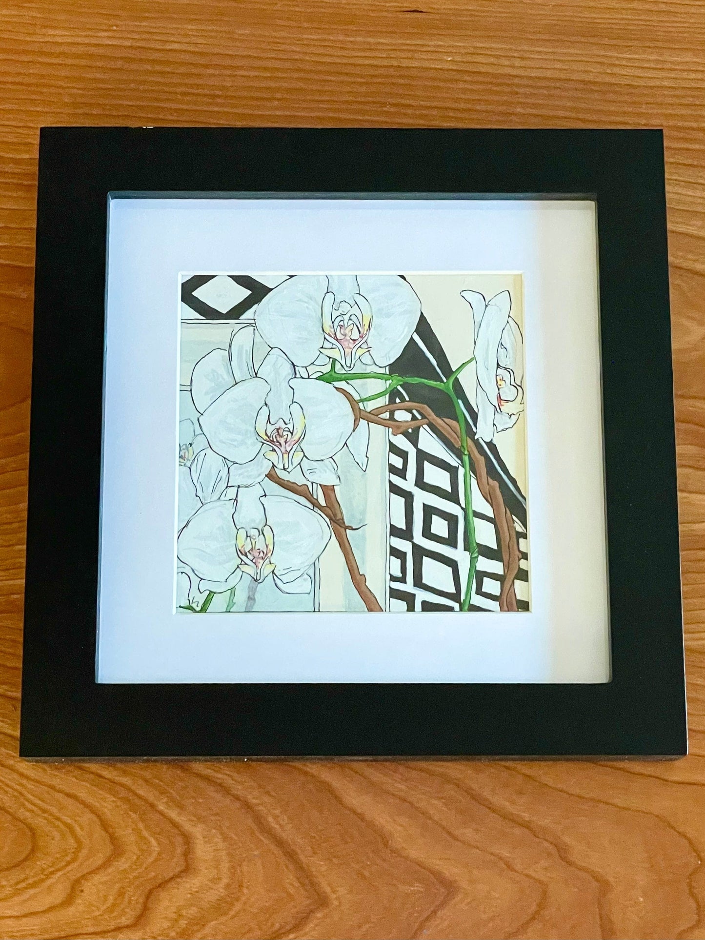 Phalaenopsis Orchid Pen & Ink - 4x4 Framed