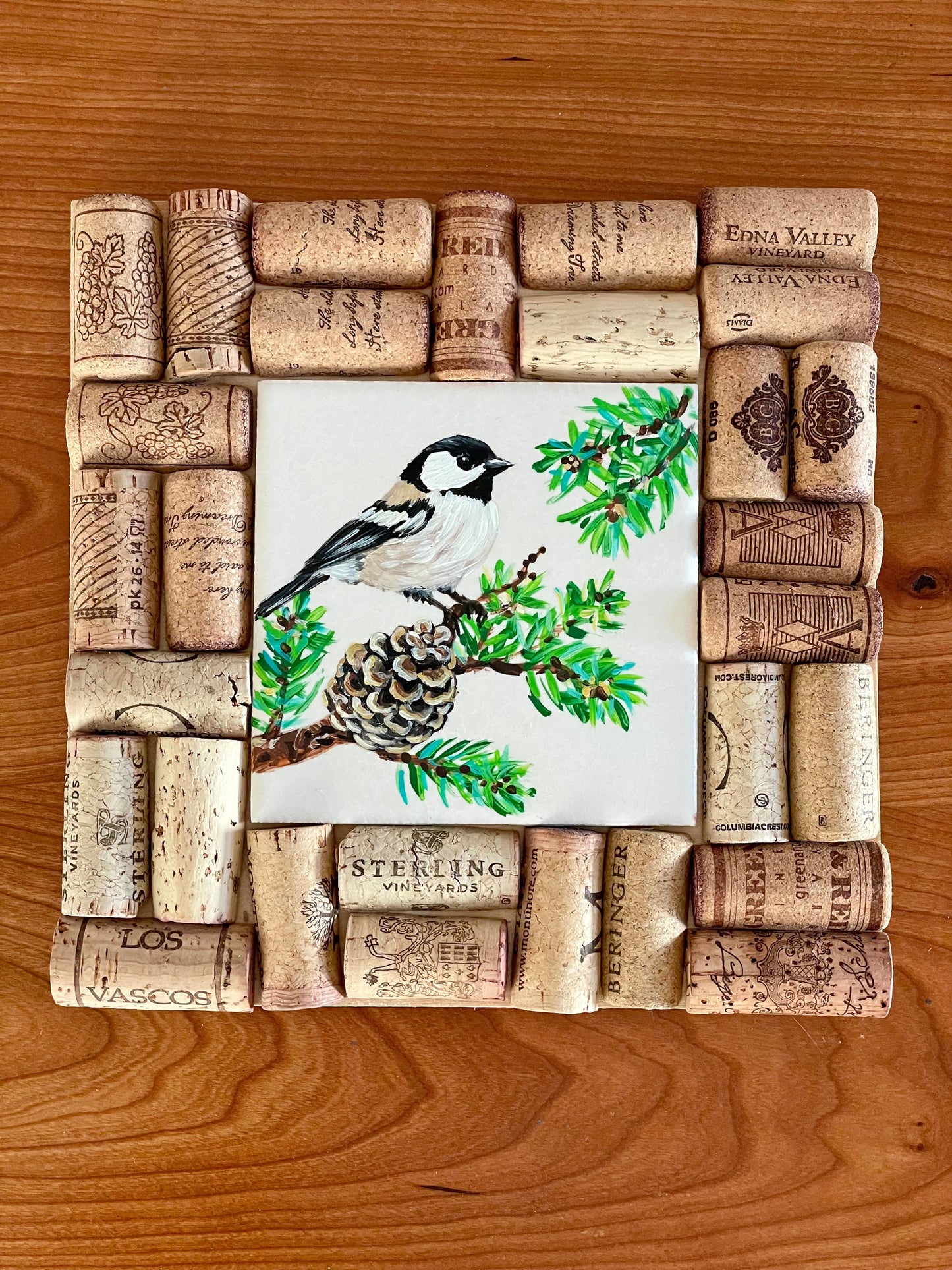 Wine Cork & Painted Tile Trivet
