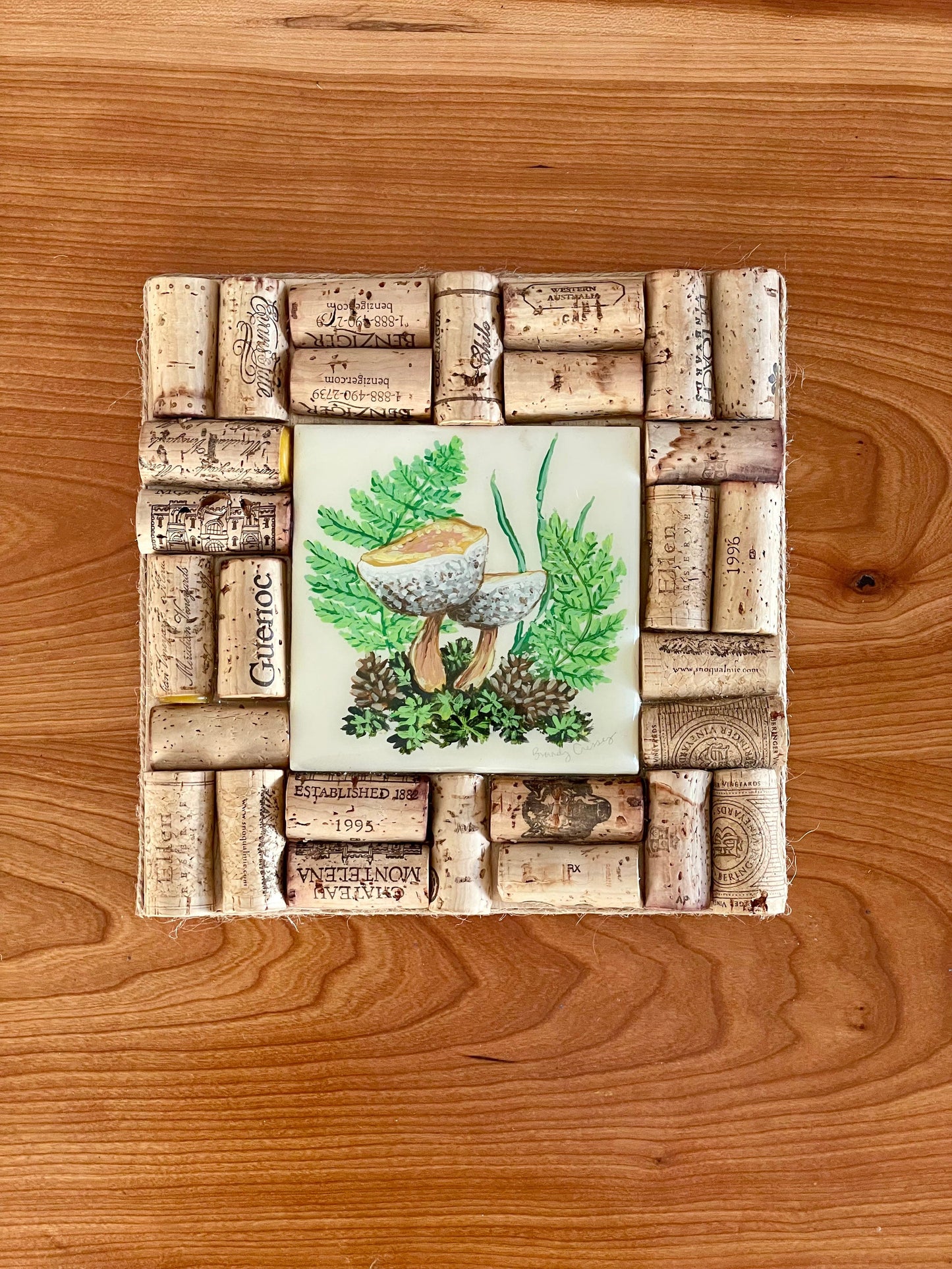 Wine Cork & Painted Tile Trivet
