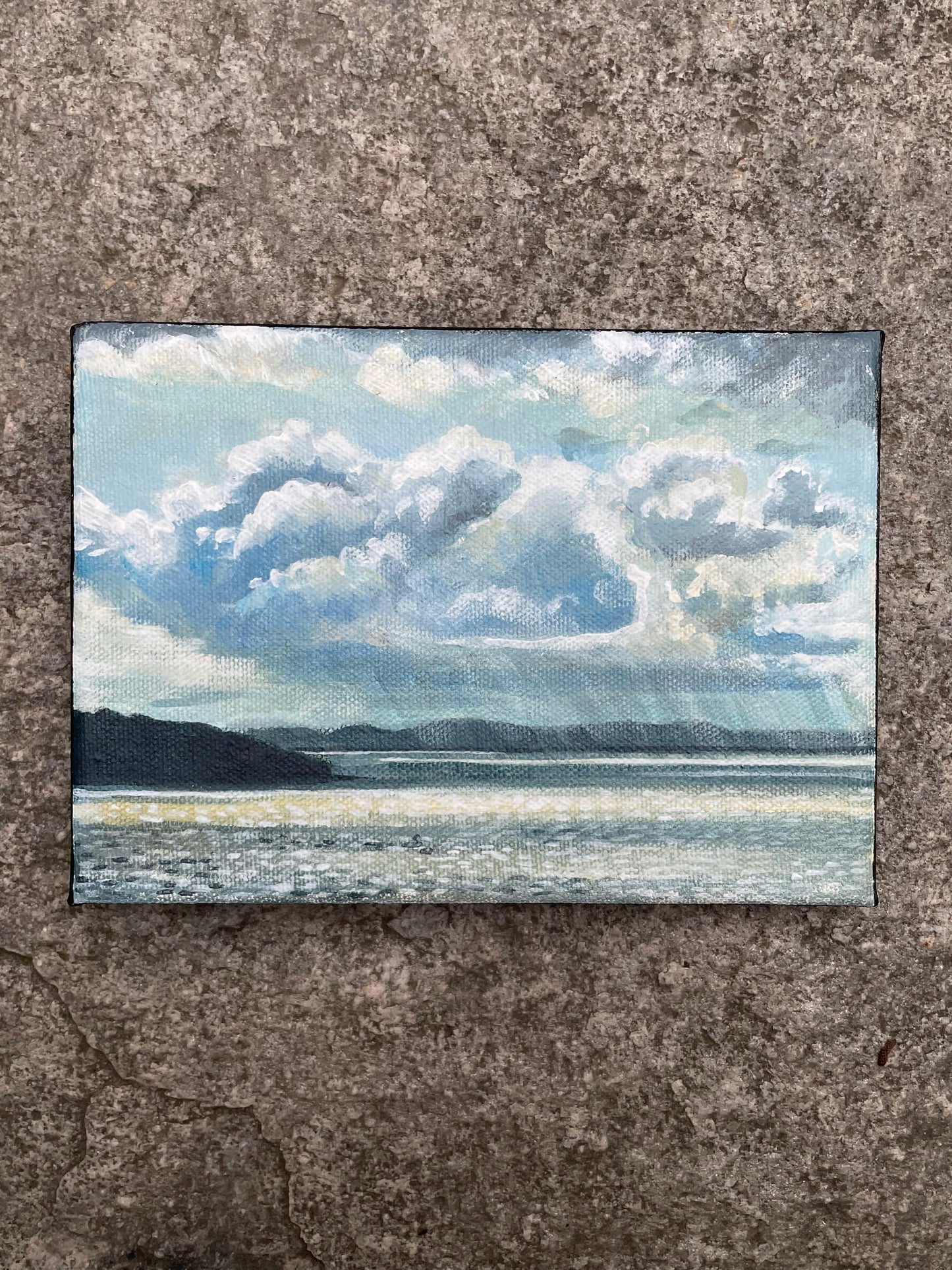 Rangeley Lake Rain Storm Painting - 5x7