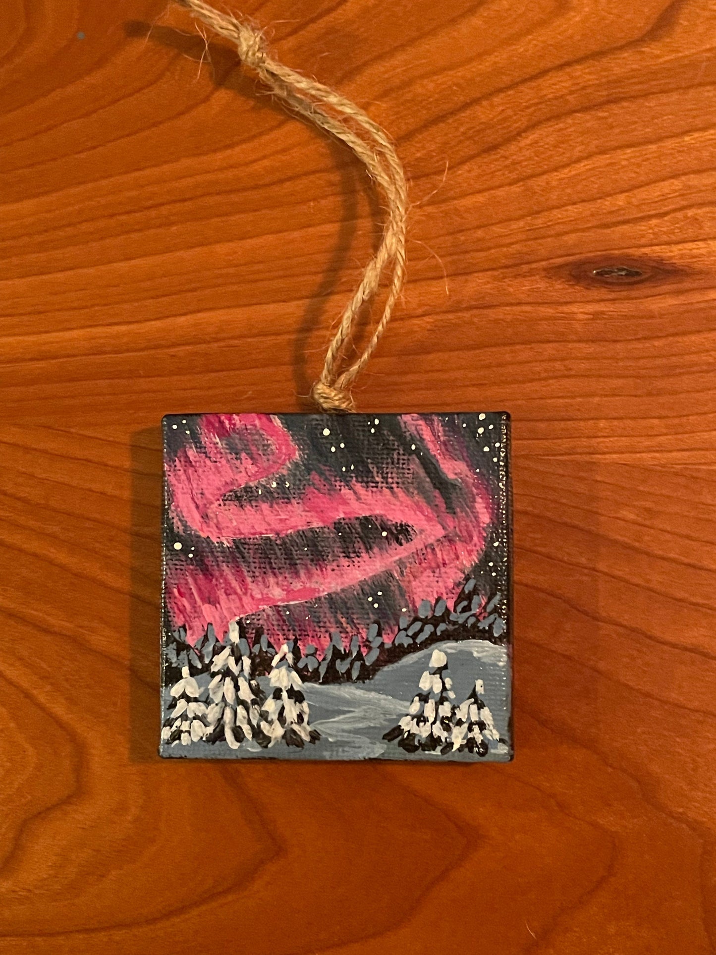 MINI PAINTING: AURORA BOREALIS CANVAS ORNAMENT