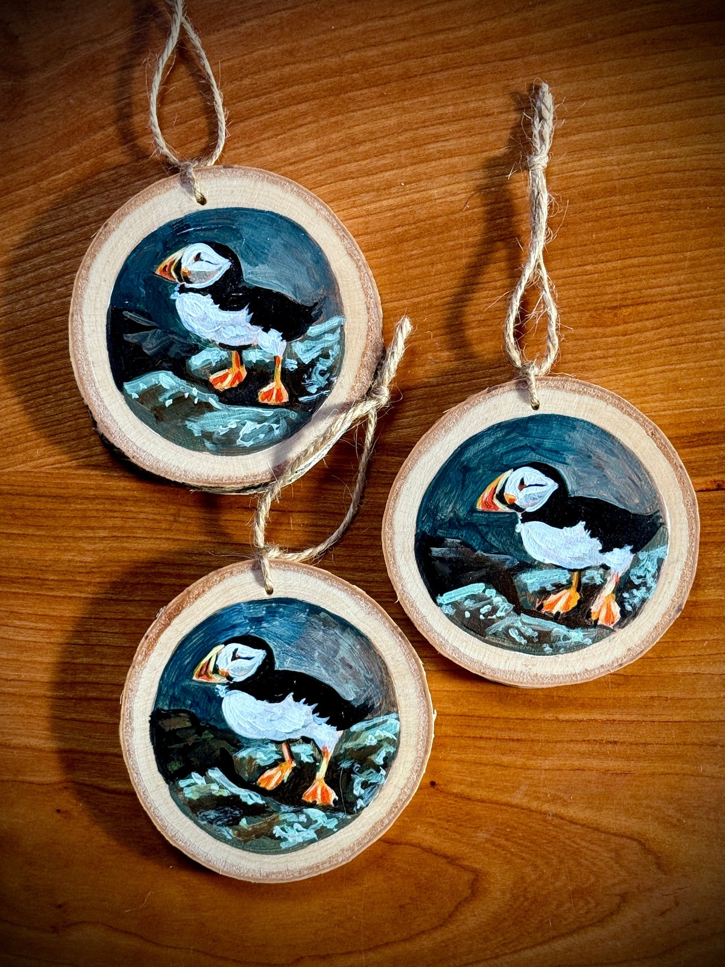 Puffin - HAND-painted WOOD ORNAMENT
