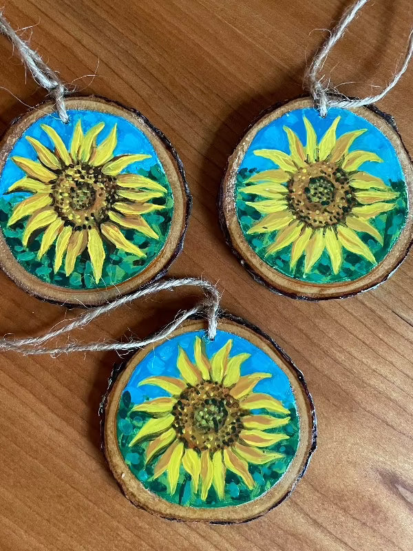 SUNFLOWER WOOD ORNAMENT