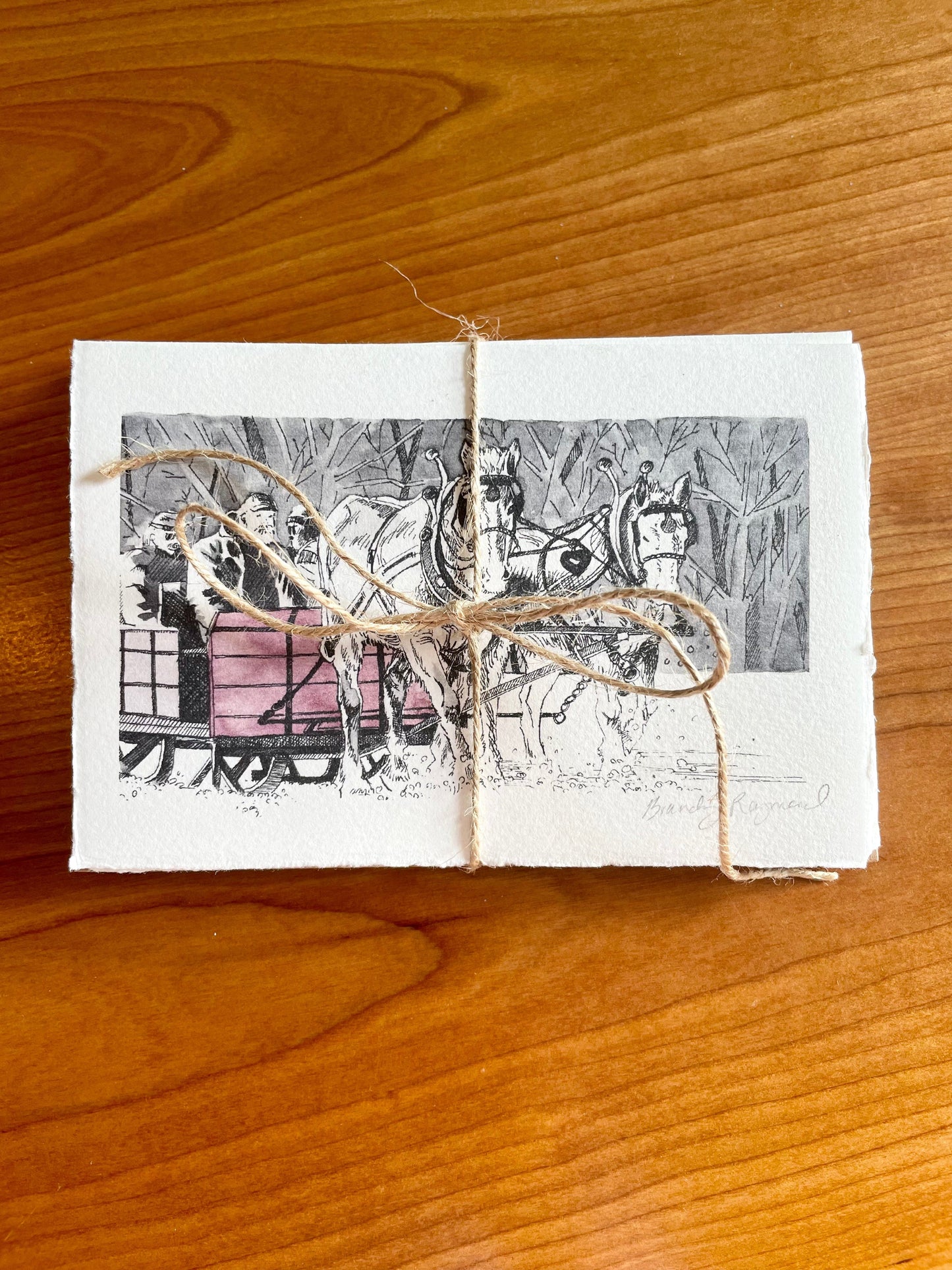 MAINE WINTER SLEIGH RIDE CARD - SET OF 8