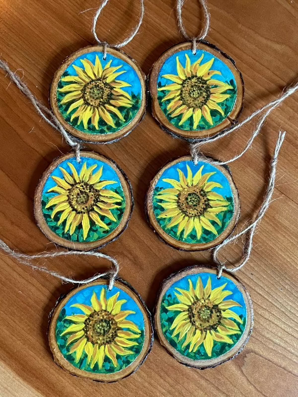 SUNFLOWER WOOD ORNAMENT