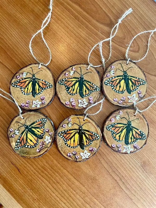 MONARCH BUTTERFLY WOOD ORNAMENT