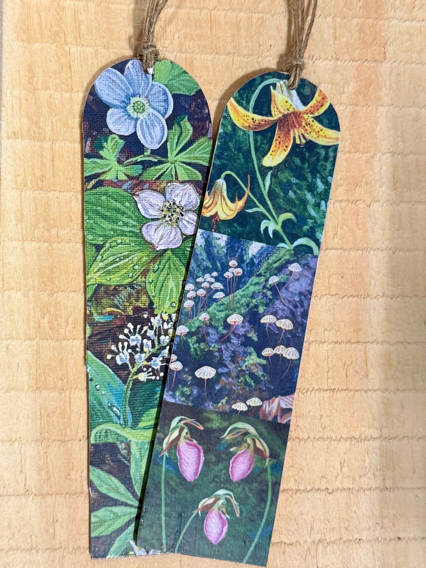 Wild flower Bookmark on Wood