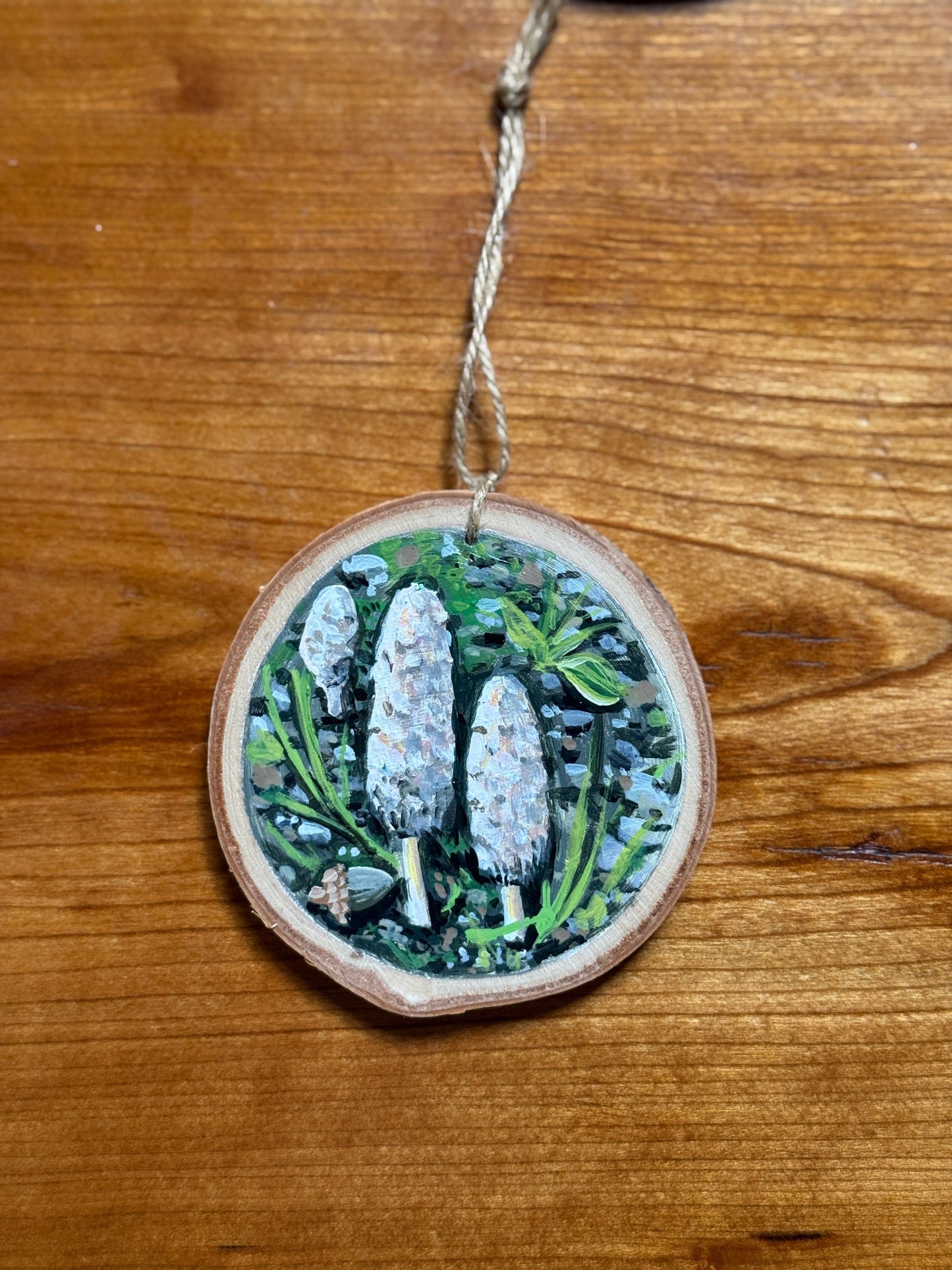 MUSHROOMS - HAND-painted WOOD ORNAMENT