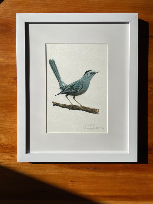 Catbird Acrylic Painting by Brandy Cressey at Florence Farmstead Art Studio