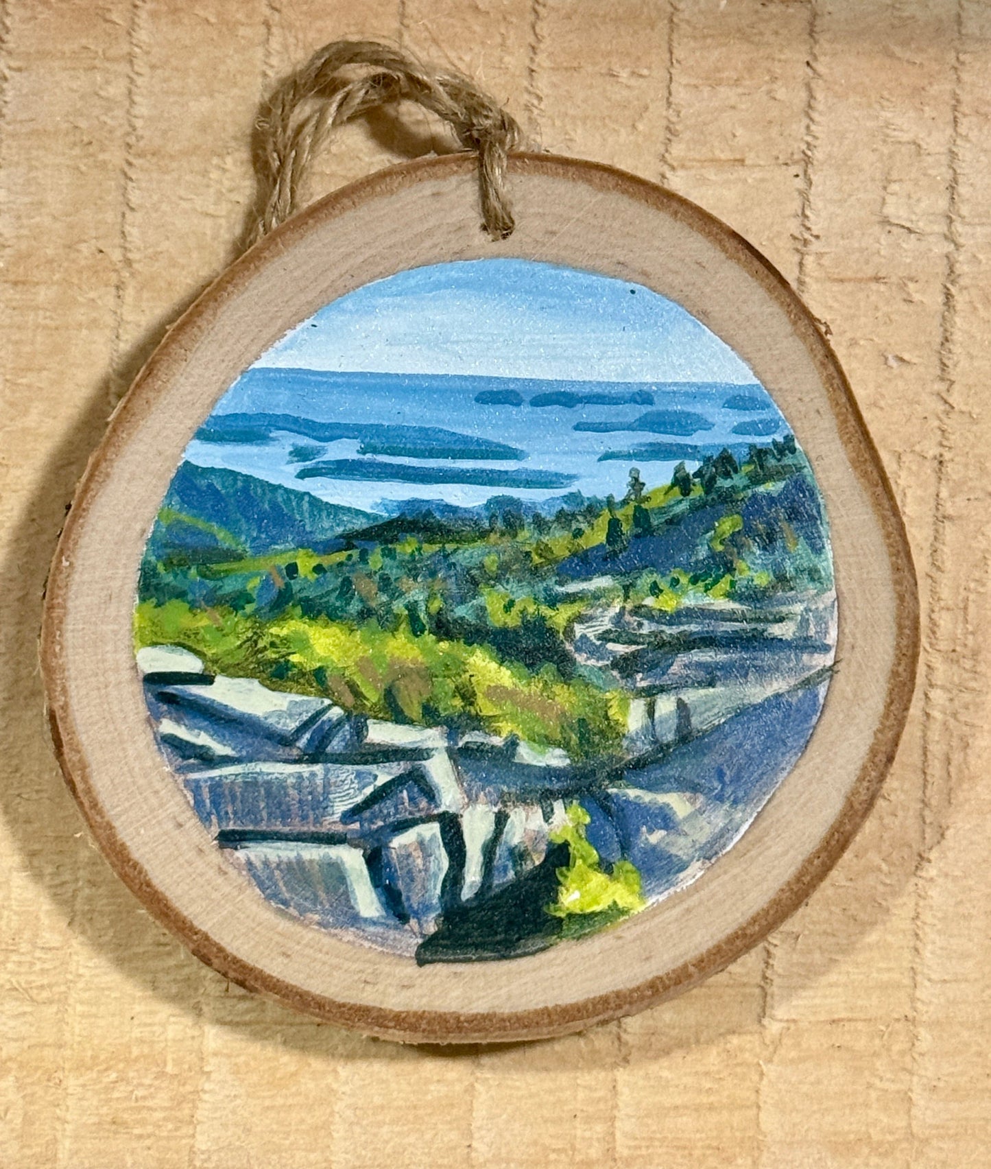 Cadillac Mountain - HAND-painted WOOD ORNAMENT