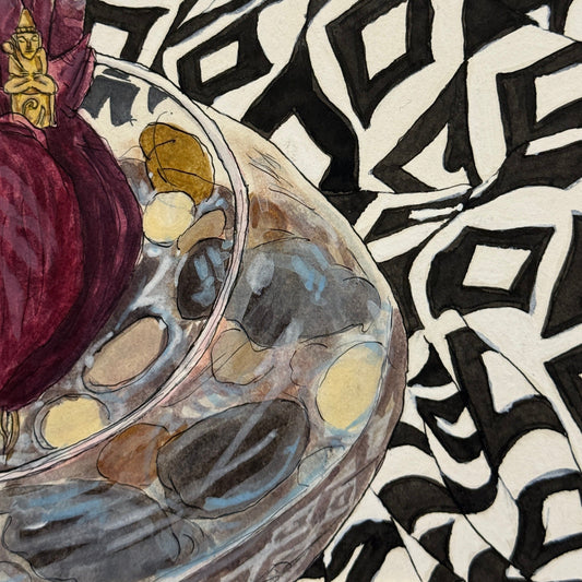 Buddha Pen & Ink - 5x5 Framed