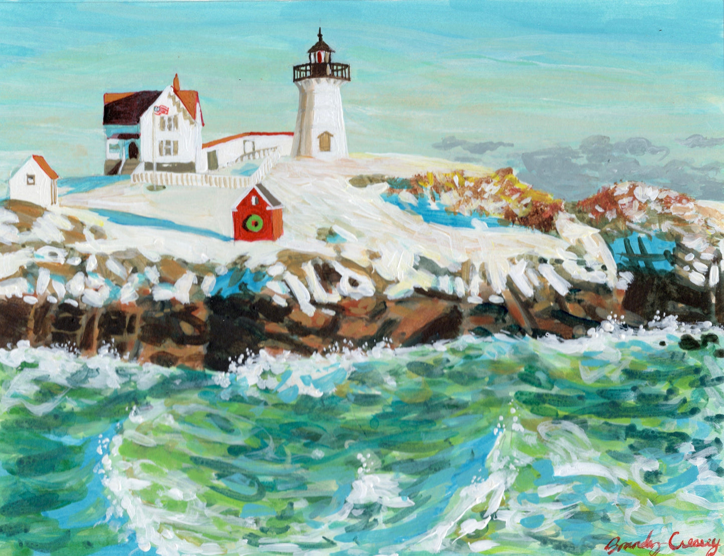 Nubble Lighthouse Painting - 8x10 Framed