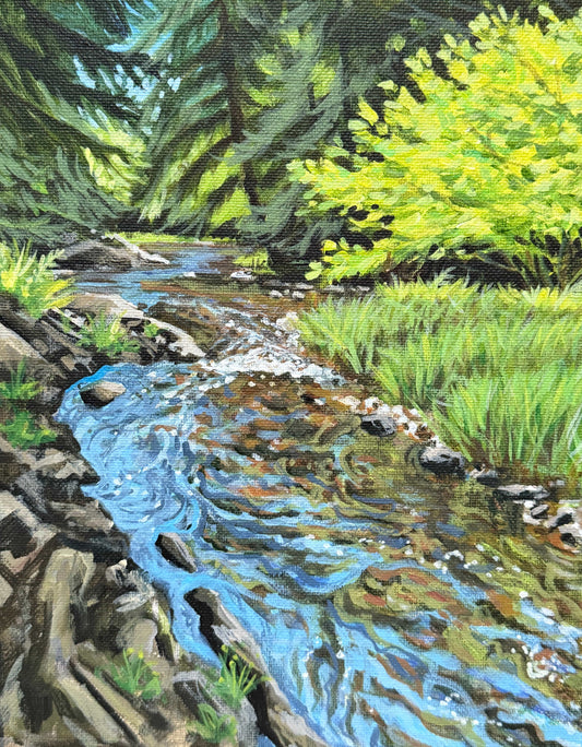 Spring Marsh Stream - 8x10 Acrylic Painting
