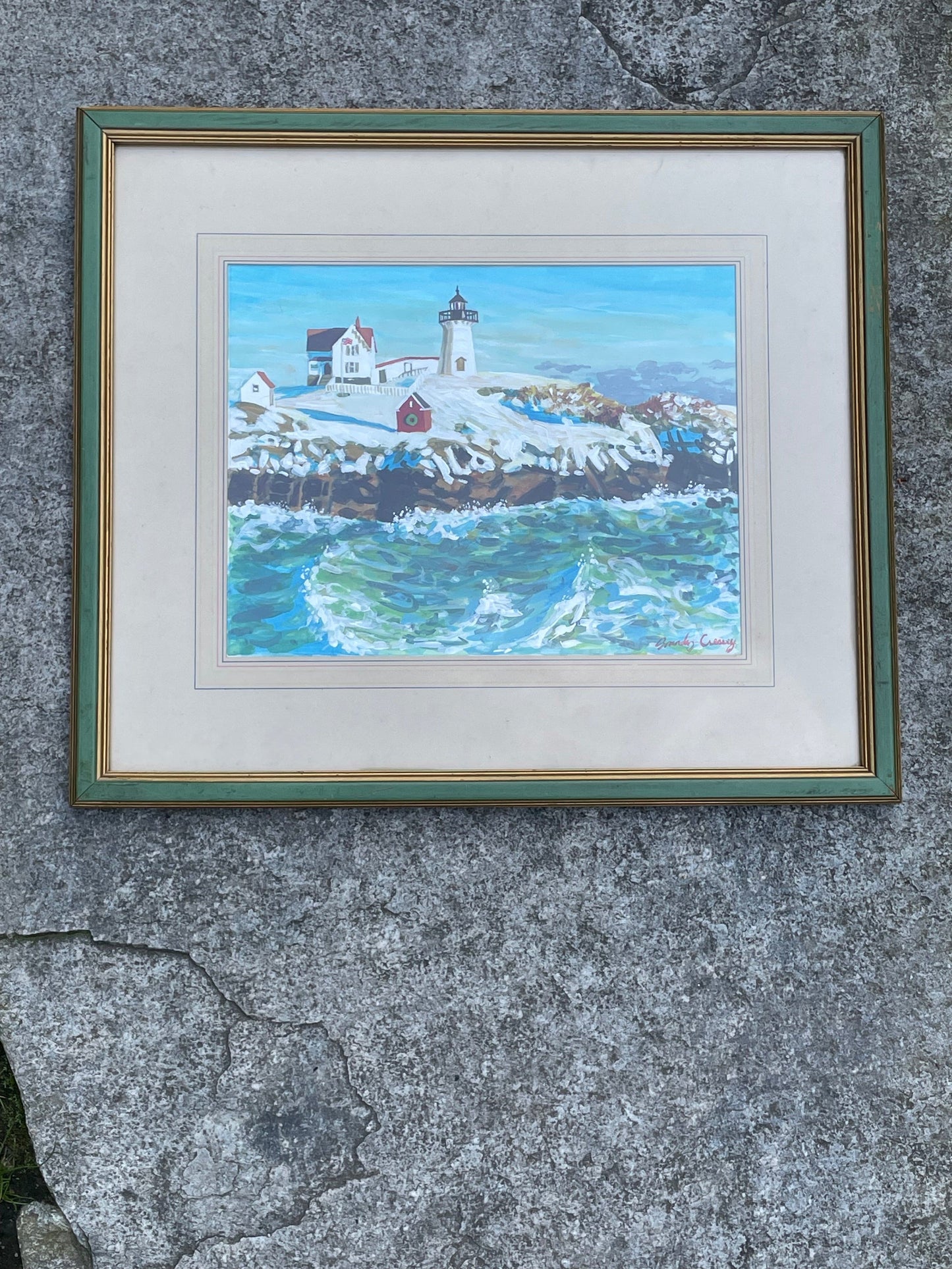 Nubble Lighthouse Painting - 8x10 Framed