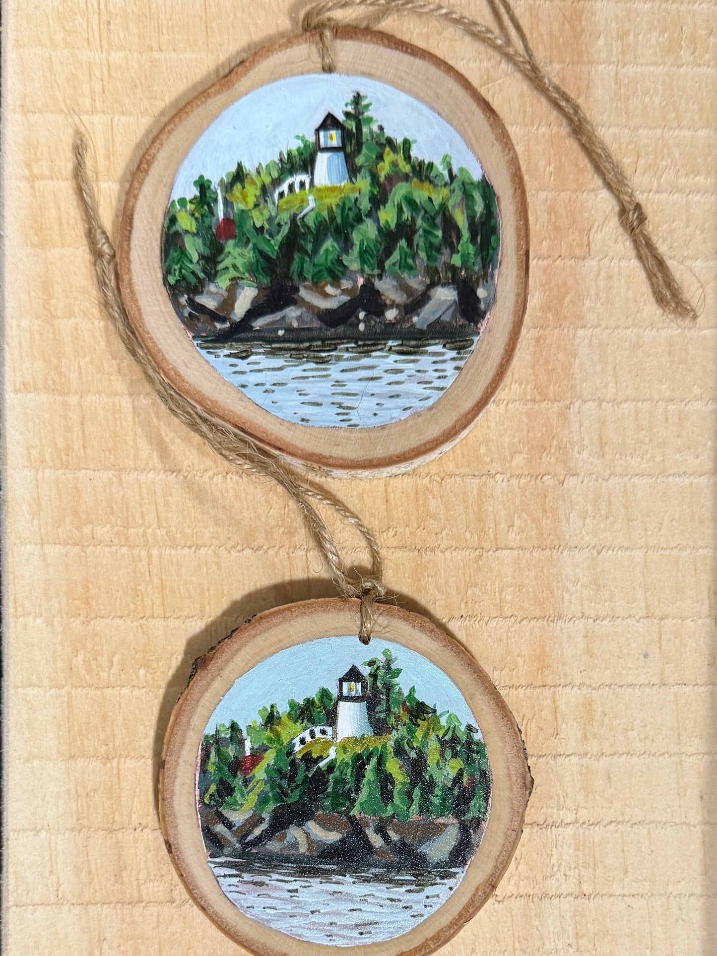 Owls head Lighthouse- HAND-painted WOOD ORNAMENT