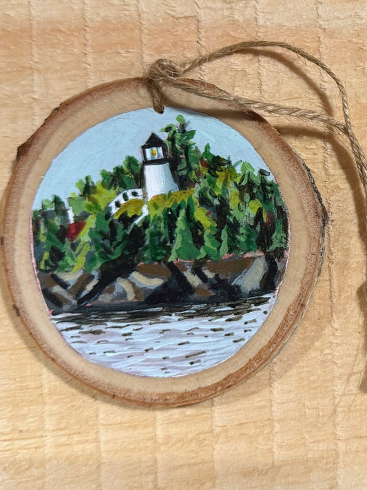 Owls head Lighthouse- HAND-painted WOOD ORNAMENT