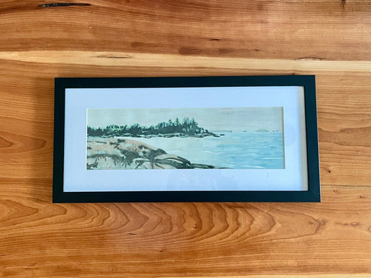 Deer Isle Watercolor Framed 5x15
