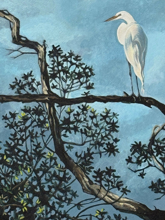 “The Still Observer” - 16 inch circle canvas acrylic painting