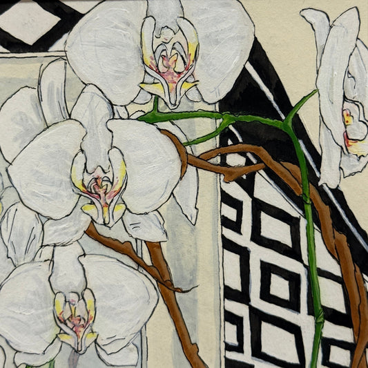 Phalaenopsis Orchid Pen & Ink - 4x4 Framed