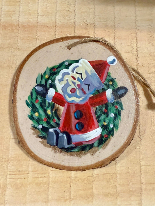 Broke neck Santa - HAND-painted WOOD ORNAMENT