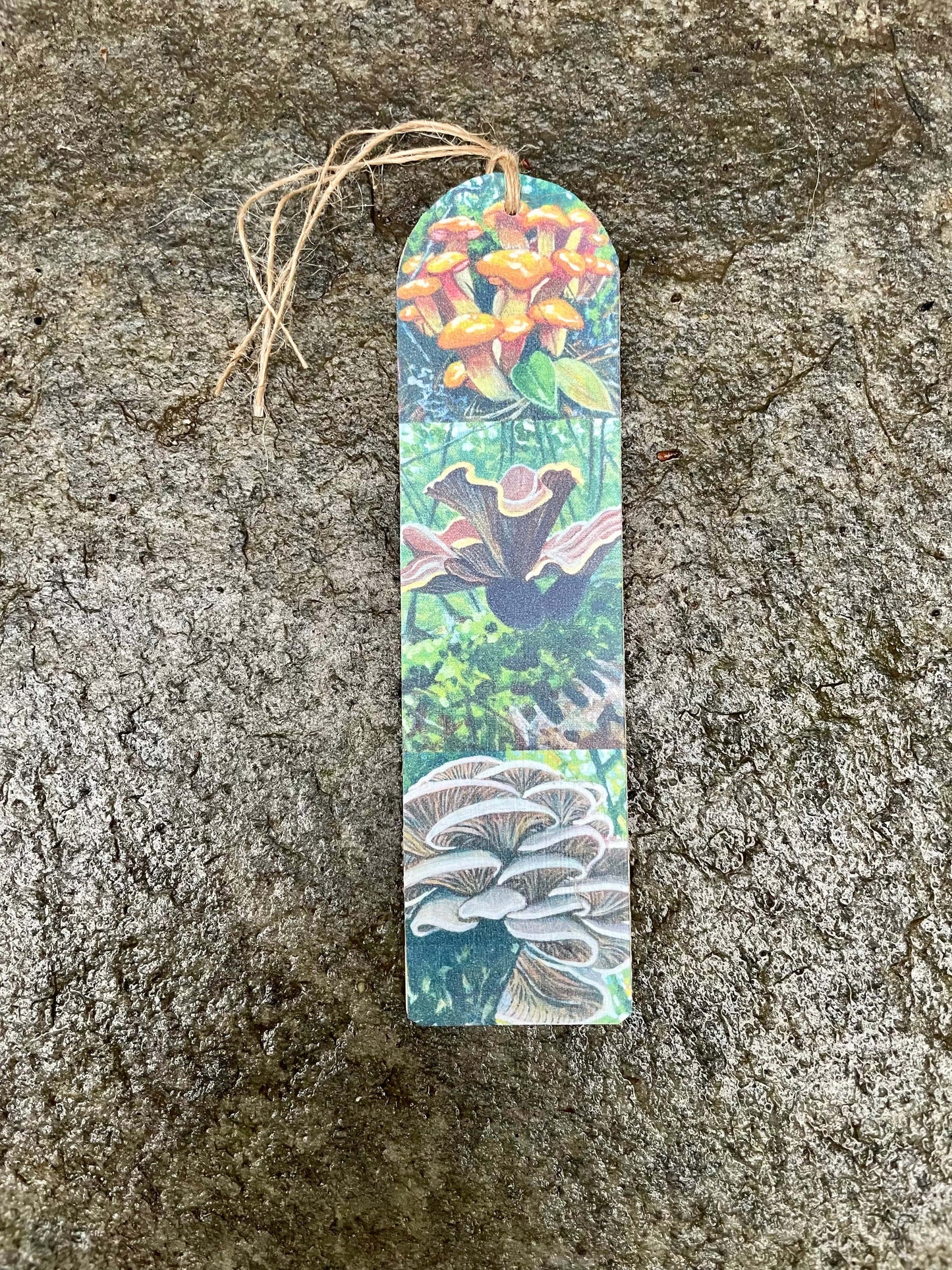 Mushroom Bookmark on Wood