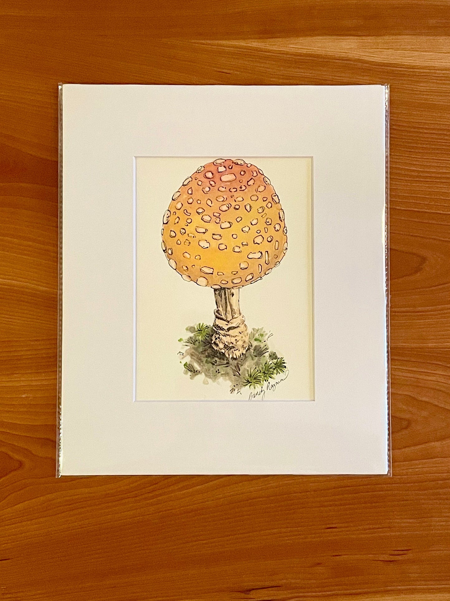 Yellow Amanita Mushroom Painting