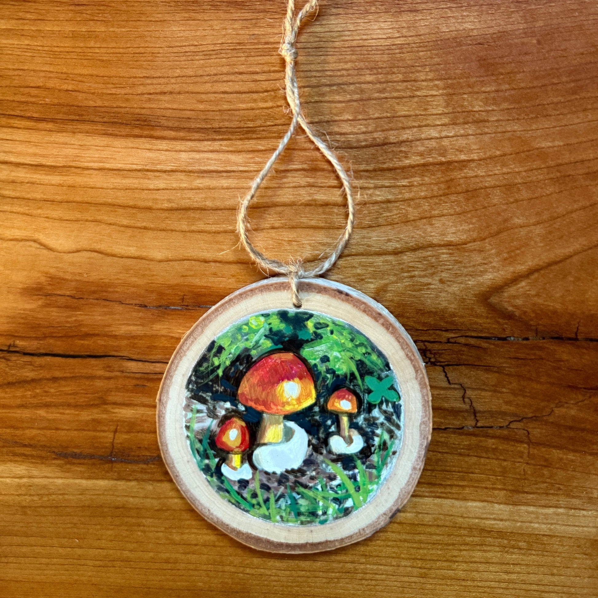 Caesar Amanita mushroom hand-painted ornament 