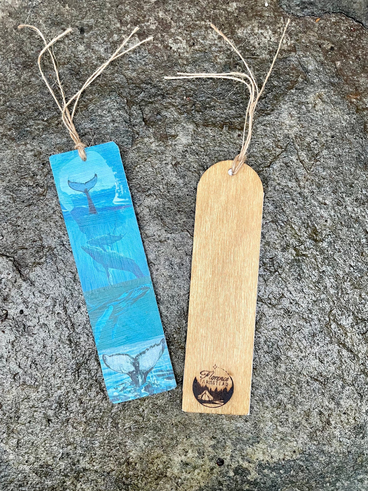 Humpback Bookmark on Wood