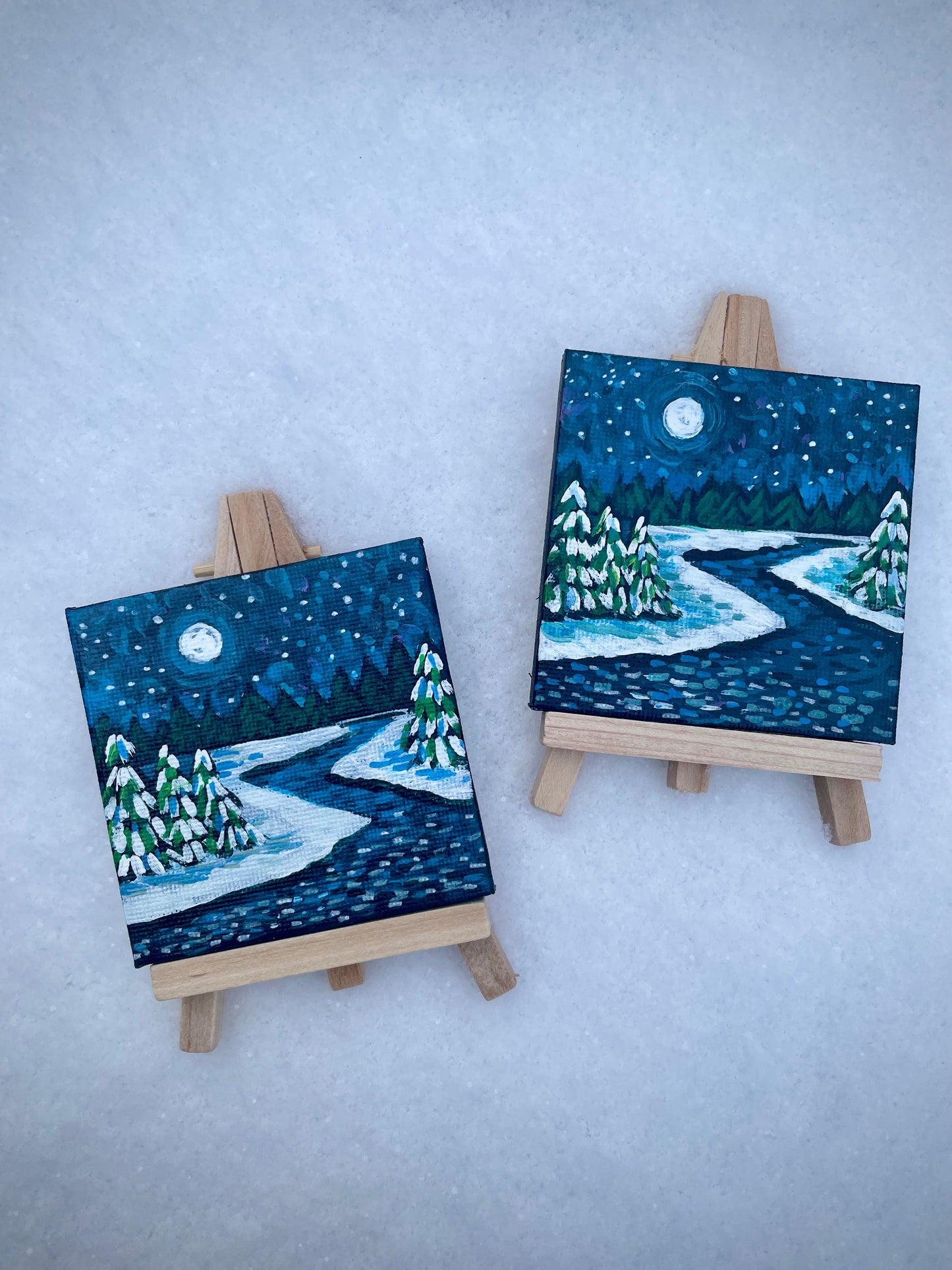 MINI PAINTING with Wood Easel: WINTER MARSH STREAM