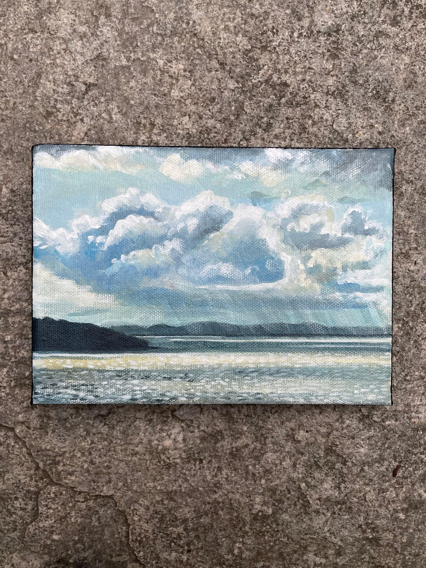 Rangeley Lake Rain Storm Painting - 5x7