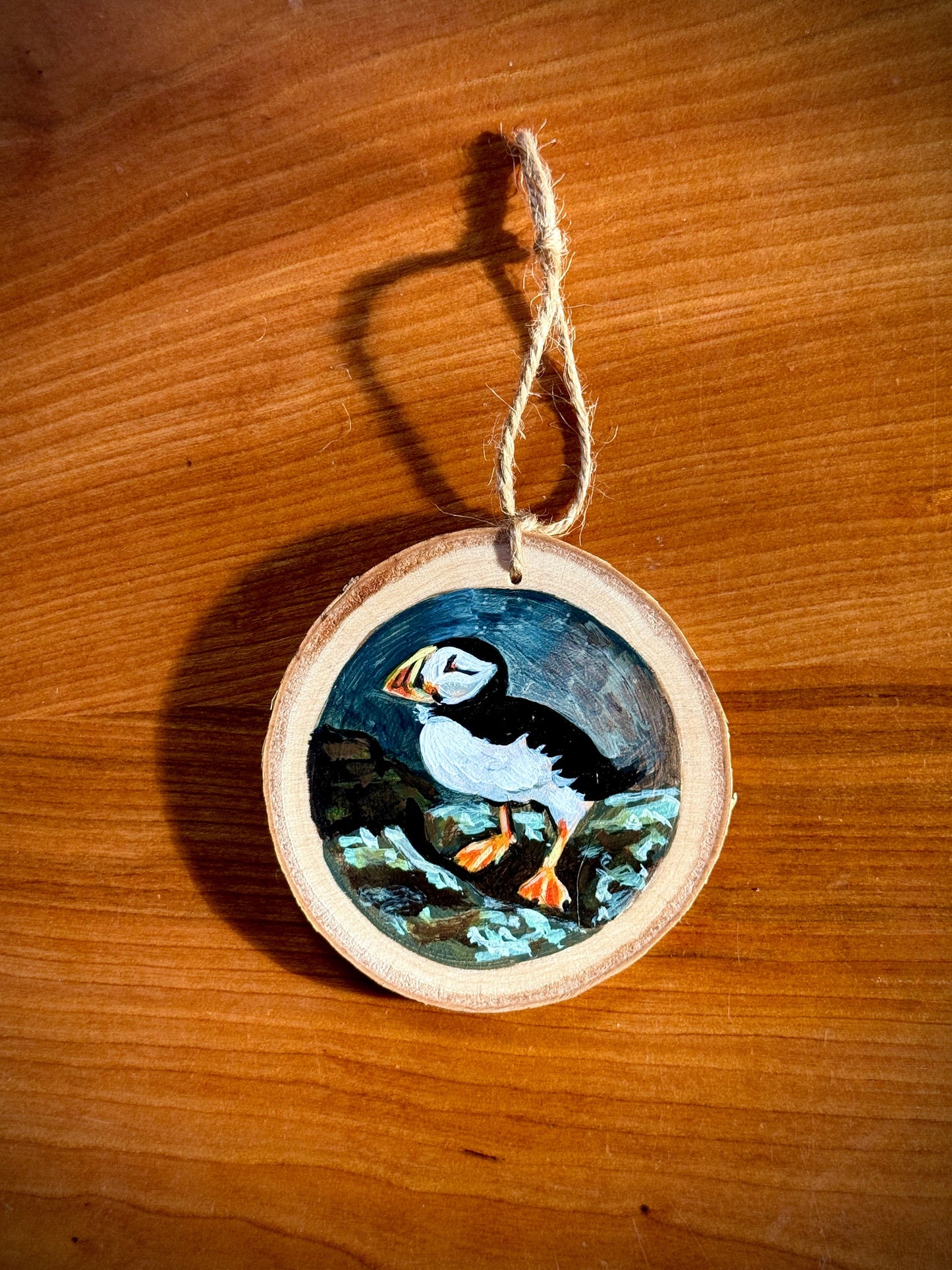 Puffin - HAND-painted WOOD ORNAMENT
