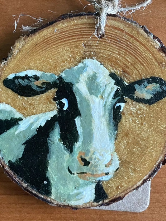 cow painting ornament by brandy florence farmstead