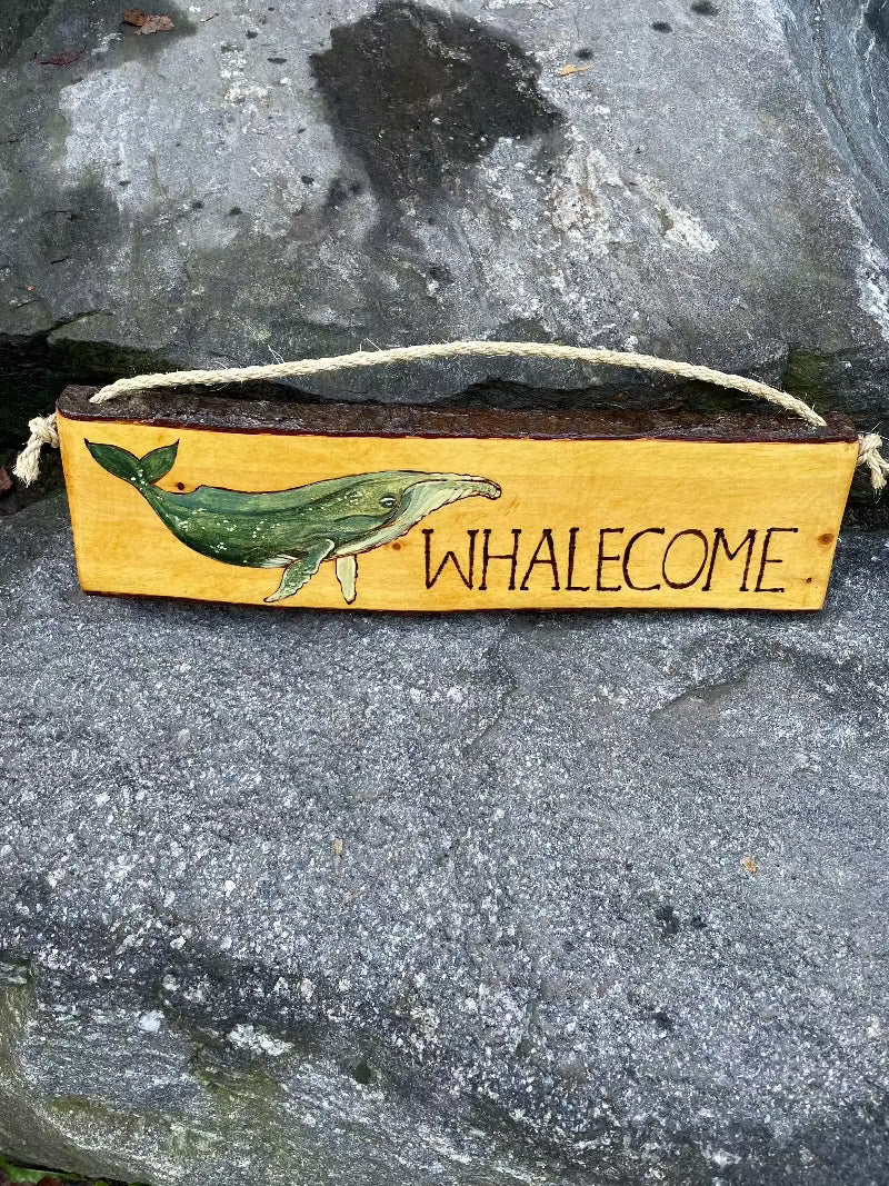 Rustic “Whalecome” Wood Sign