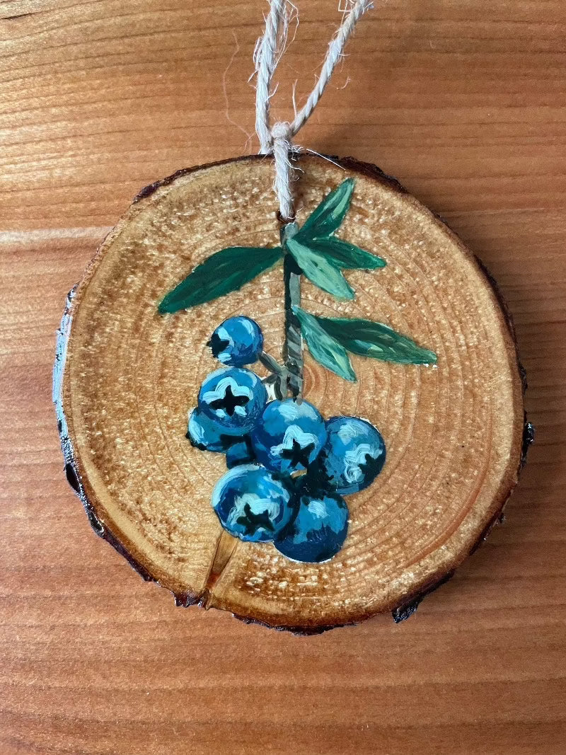 MAINE BLUEBERRY WOOD ORNAMENT