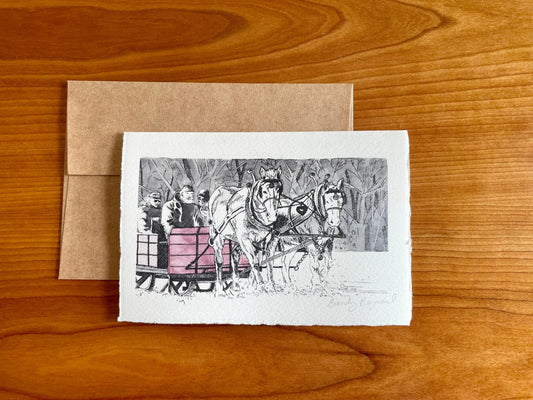 MAINE WINTER SLEIGH RIDE CARD - SET OF 8