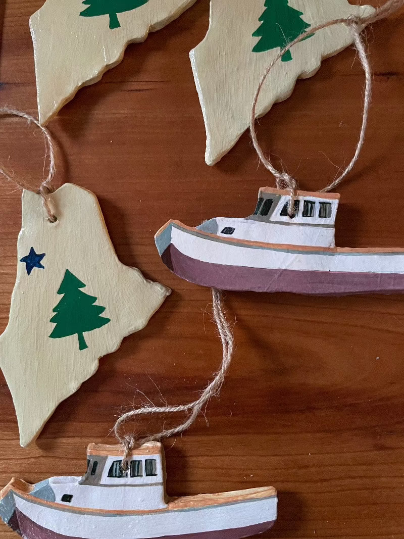 Lobster Boat Air-Dry Clay Ornament